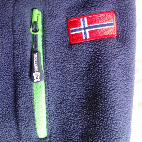 TROLLKIDS Norway Norwegian Flag Navy Full Zip Youth Kids Jacket Sz 152 (US 11-12 - Picture 6 of 8
